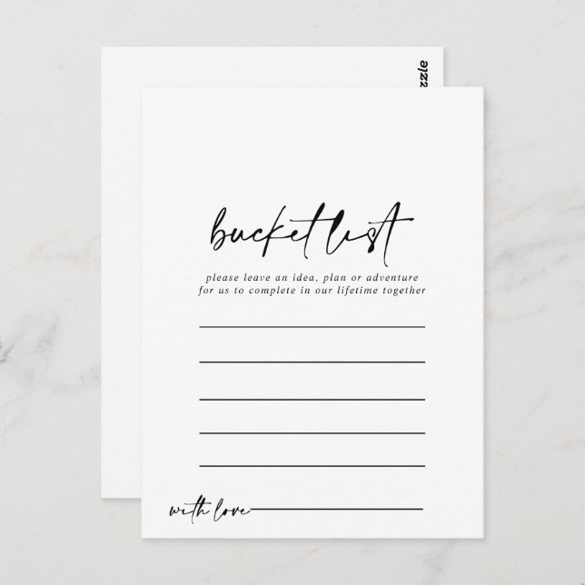 Modern Elegant Simple Bucket List Cards (Front/Back)