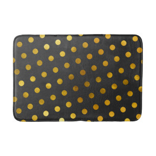  Modern Elegant Simple Charcoal & Gold Polka Dots  Bath Mat
