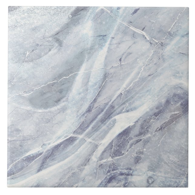 Modern Elegant Simple Classy Marble Chic Blue Grey Ceramic Tile (Front)