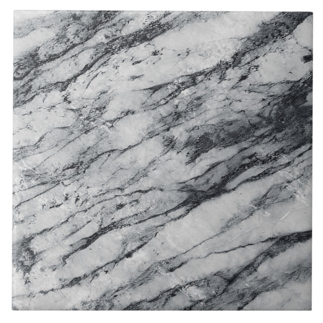    Modern & Elegant Simple Classy Marble Chic Grey Ceramic Tile (Front)