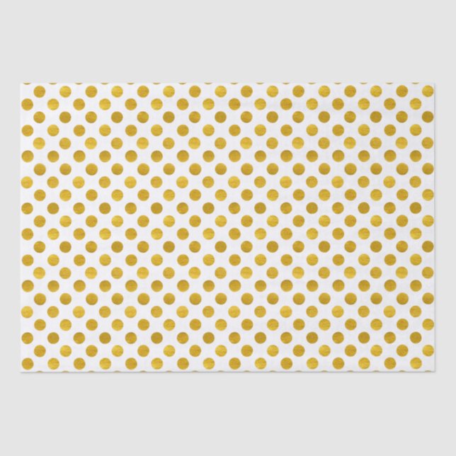 Modern Elegant Simple Classy White Gold Polka Dots Tissue Paper (Front)