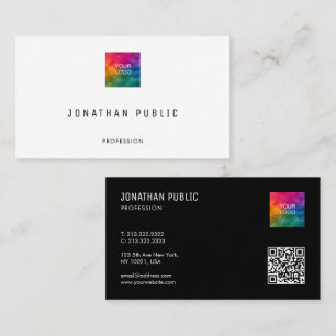 Modern Elegant Simple Custom Template QR Code Logo Business Card