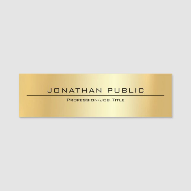 Modern Elegant Simple Design Faux Gold Template Name Tag (Front)