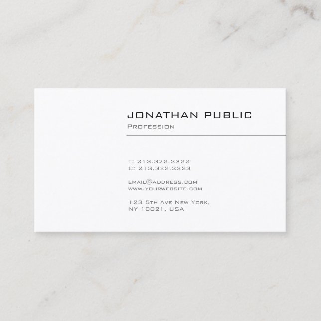 Modern Elegant Simple Design Plain Professional Business Card (Front)