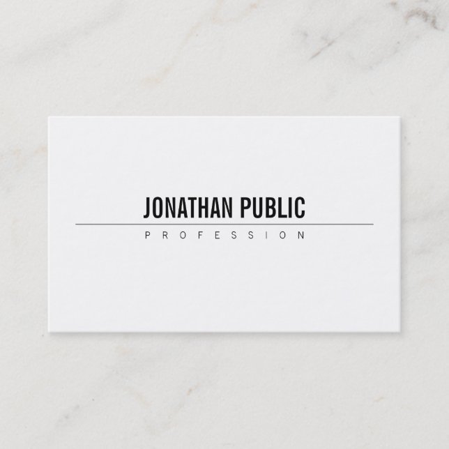 Modern Elegant Simple Design Professional BW Plain Business Card (Front)