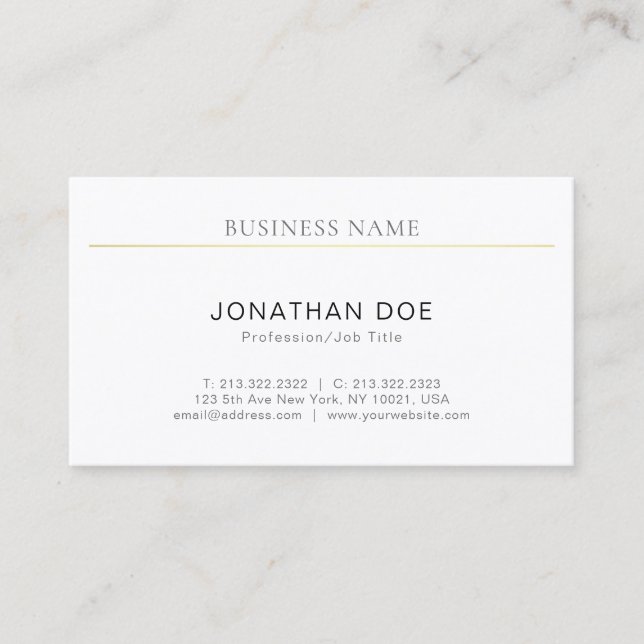Modern Elegant Simple Design Trendy Plain Luxury Business Card (Front)
