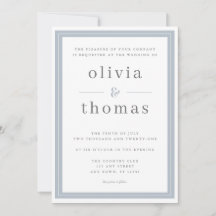Modern Elegant Simple Dusty Blue Border Wedding