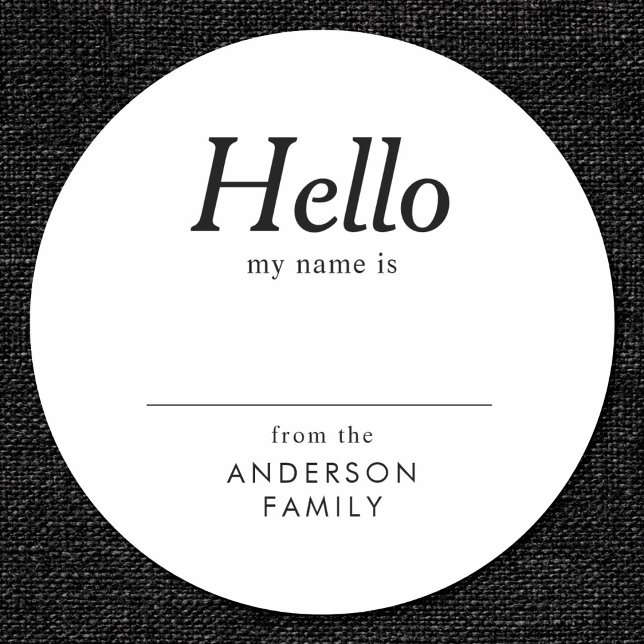 Modern Elegant Simple Family Reunion Name Classic Round Sticker (Creator Uploaded)