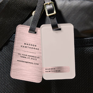 Modern Elegant Simple Faux Rose Gold Brushed Metal Luggage Tag