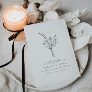 Modern Elegant Simple Floral Save The Date Card