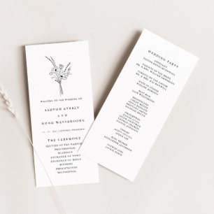 Modern Elegant Simple Floral Wedding Program