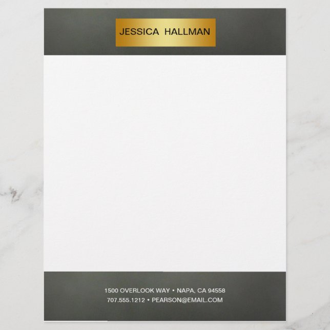 Modern Elegant Simple Gold Bar Custom Letterhead (Front)
