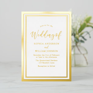Modern Elegant Simple Golden Foil Wedding