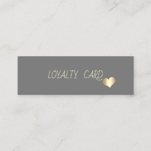 Modern Elegant Simple Grey,Gold Hearts Loyalty Card