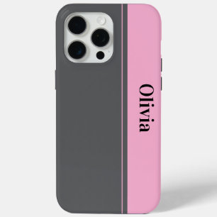 Modern elegant  simple grey pink minimal iPhone 15 pro max case