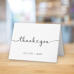 Modern Elegant Simple Hearts Script Wedding Thank You Card<br><div class="desc">Modern cute thank you notes with elegant heart script calligraphy and your custom name below.</div>