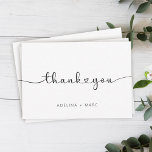 Modern Elegant Simple Hearts Script Wedding Thank You Card<br><div class="desc">Modern cute thank you notes with elegant heart script calligraphy and your custom name below.</div>