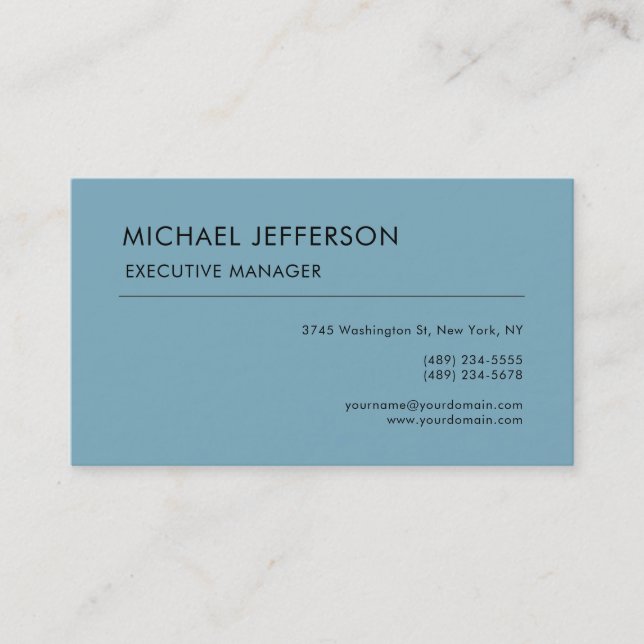 Modern Elegant Simple Light Blue Business Card (Front)