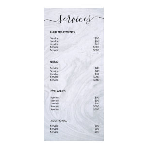 Modern Elegant Simple Marble Salon Service Menu