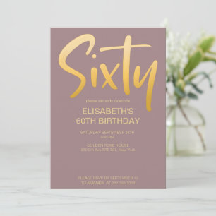 Modern Elegant Simple Mauve 60th Birthday Party Invitation