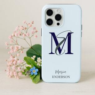 Modern elegant simple minimalist pastel initials iPhone 15 pro max case