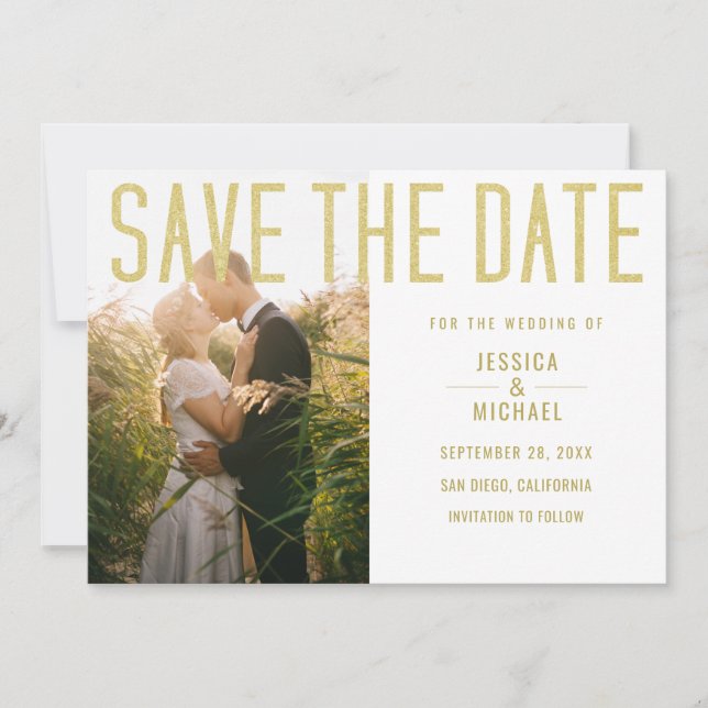 Modern Elegant Simple Minimalist Photo Wedding Save The Date (Front)