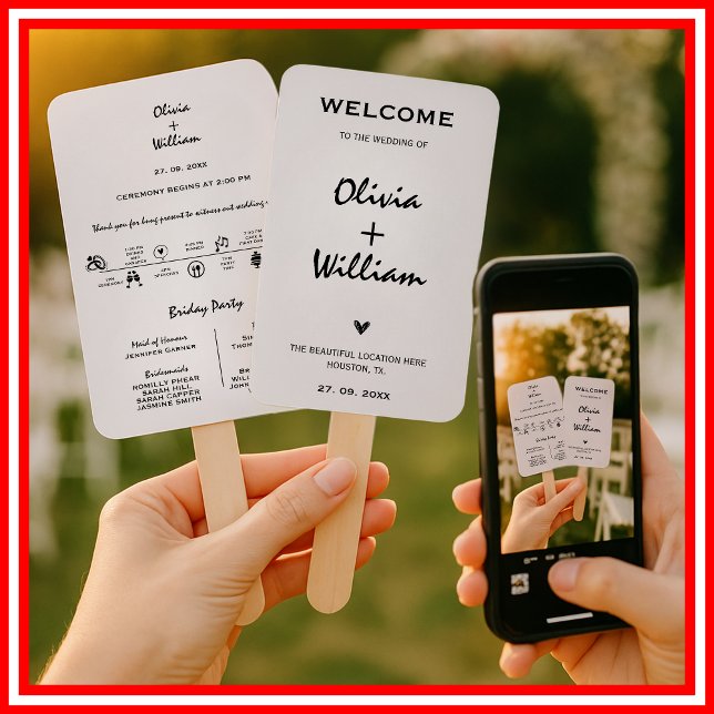 Modern Elegant Simple Order of Service Wedding Hand Fan (Creator Uploaded)