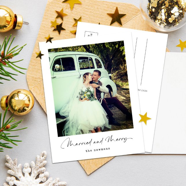 Modern Elegant Simple Photo Christmas Holiday Postcard (Creator Uploaded)