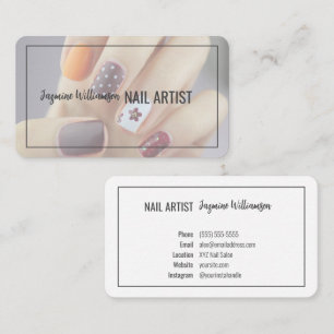 Modern Elegant Simple Photo Nail Tech Nail Artist Business Card
