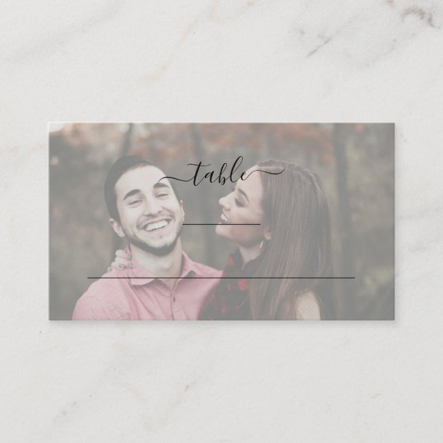 Modern Elegant Simple Photo Wedding Flat Place Card (Front)