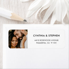 Modern Elegant Simple Photo Wedding Return Address Label
