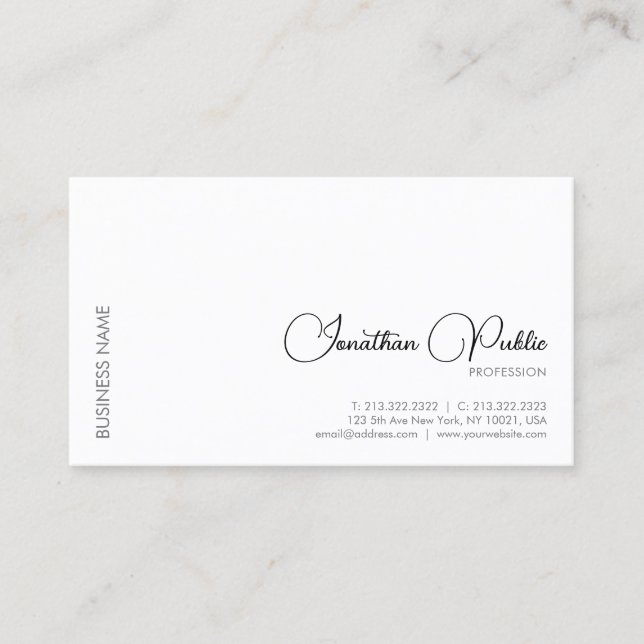 Modern Elegant Simple Professional Handwritten Business Card (Front)