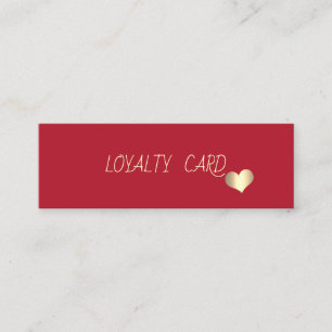 Modern Elegant Simple Red, Gold Hearts Loyalty Card