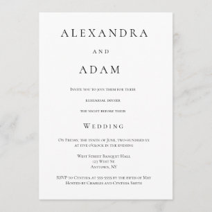 Modern elegant simple rehearsal dinner invitations