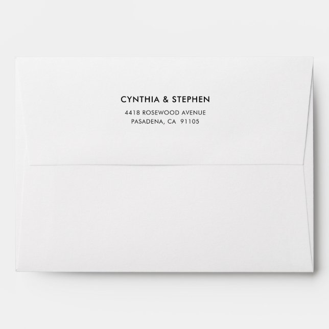 Modern Elegant Simple Return Address Wedding Envelope (Back (Top Flap))
