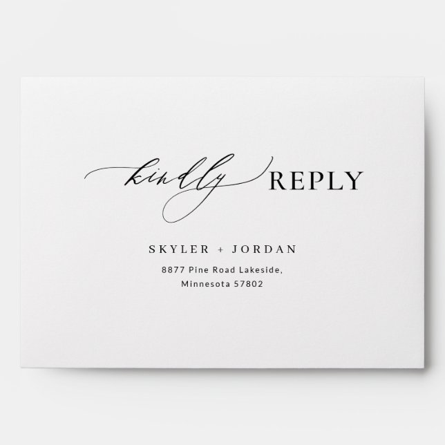 Modern Elegant Simple Return Address Wedding RSVP Envelope (Front)