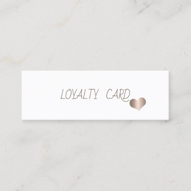 Modern Elegant Simple Rose Gold Hearts, White Loyalty Card (Front)