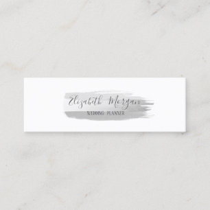 Modern Elegant Simple,Silver   Brush Stroke Mini Business Card
