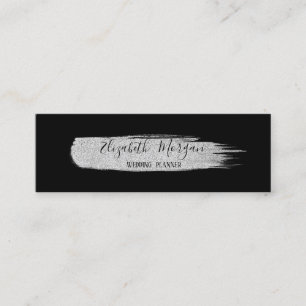 Modern Elegant Simple,Silver Glitter  Brush Stroke Mini Business Card