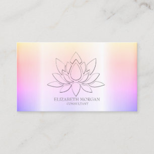 Modern Elegant Simple Silver Lotus Ombre Business Card