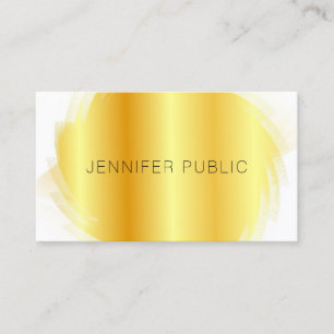 Modern Elegant Simple Template Faux Gold White Business Card