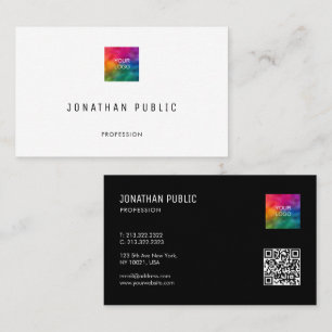 Modern Elegant Simple Template QR Code Logo Ocean Business Card