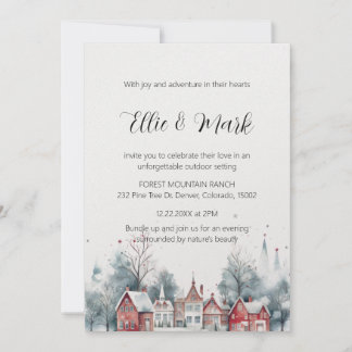 Modern Elegant Simple Trend Mountain Town Wedding  Invitation