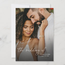 Modern Elegant Simple Vertical Photo Wedding Invitation