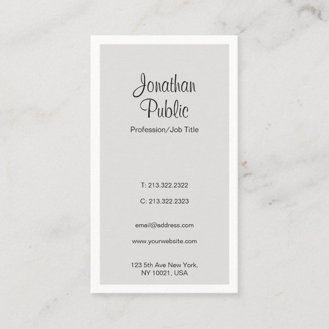 Modern Elegant Simple Vertical Template Trendy Business Card (Front)