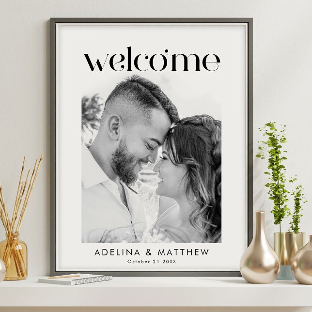Modern Elegant Simple Wedding Photo Welcome Sign (Creator Uploaded)