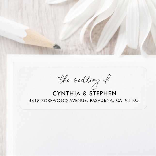 Modern Elegant Simple Wedding Return Address Return Address Label (Insitu)