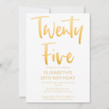 Modern Elegant Simple White 25TH Birthday Party