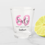 Modern Elegant Sixty Pink 60th Birthday Shot Glass<br><div class="desc">Modern Elegant Script 60th Birthday Shot Glass</div>