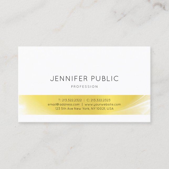 Modern Elegant Sleek Design Gold Luxury Plain Business Card (Front)